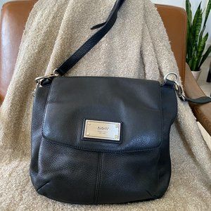 DKNY Black 100% Genuine Leather Convertible Crossbody Bag/Tote Bag